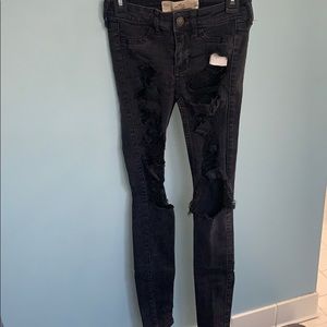 Hollister black ripped super skinny jeans